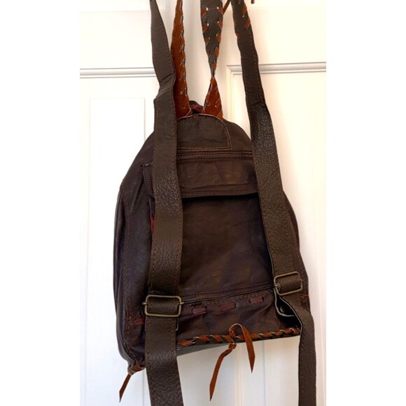 Vintage Hippie Boho Vegan Leather Backpack Banjara Embroidered Mirror Unique! - Picture 7 of 15